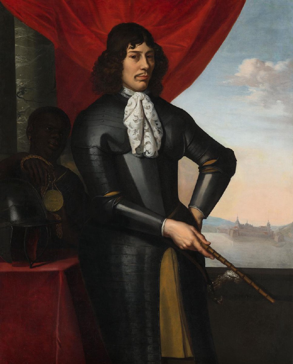 Portret van Jan Valckenburgh en een tot slaaf gemaakte bediende