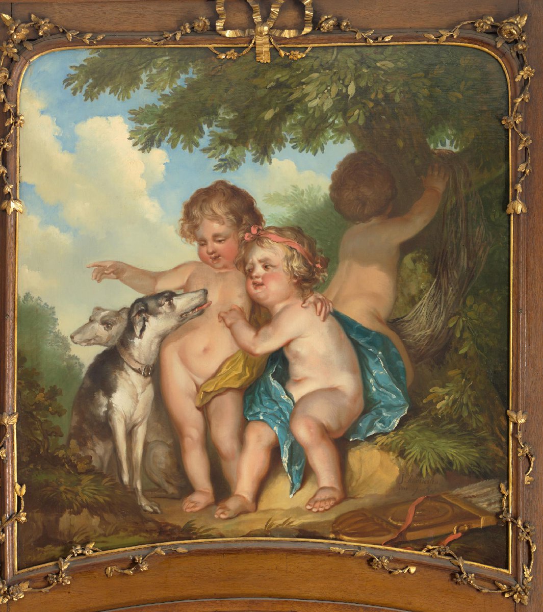 Drie kinderen met twee honden