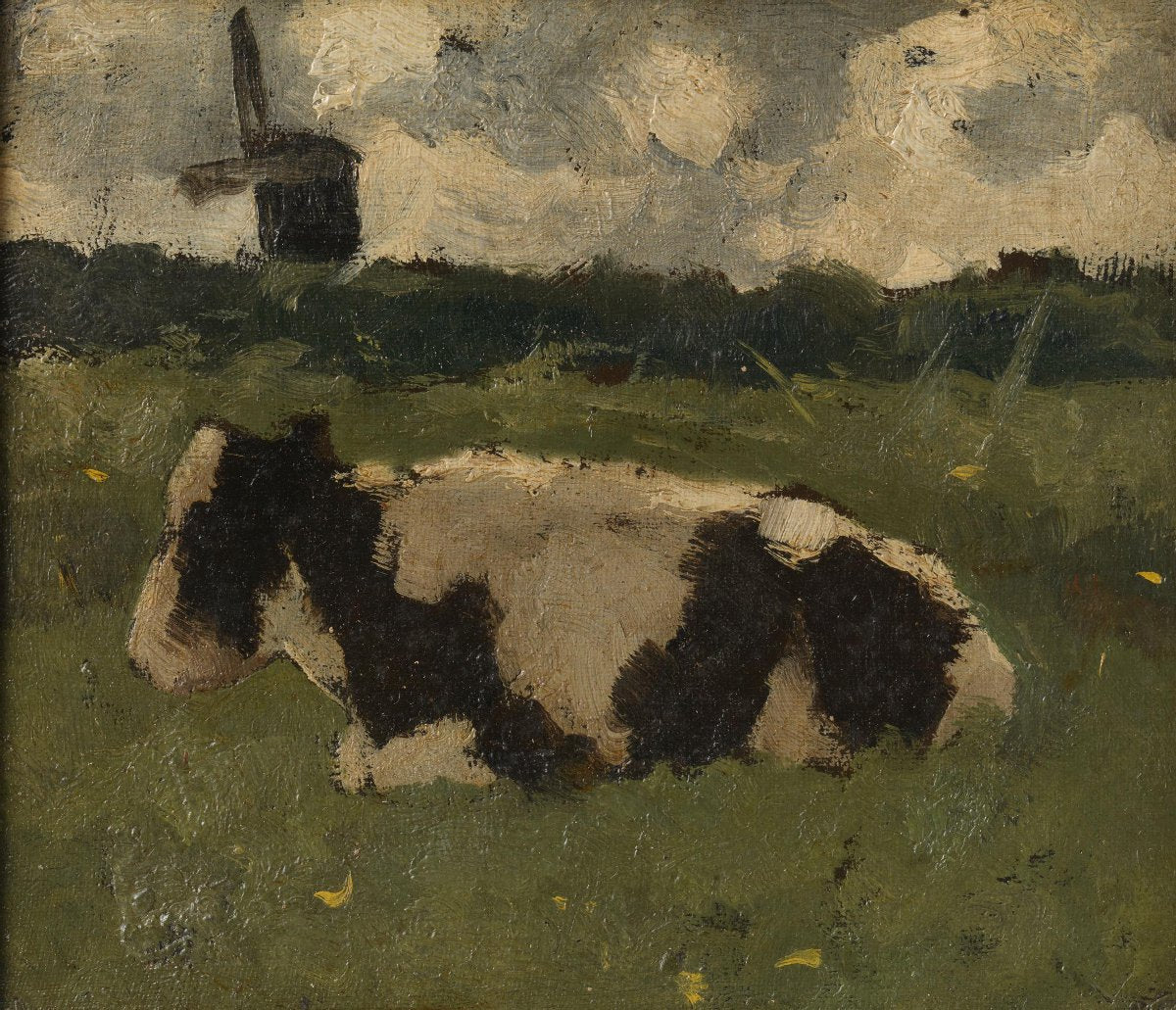 Resting Cow with a Mill