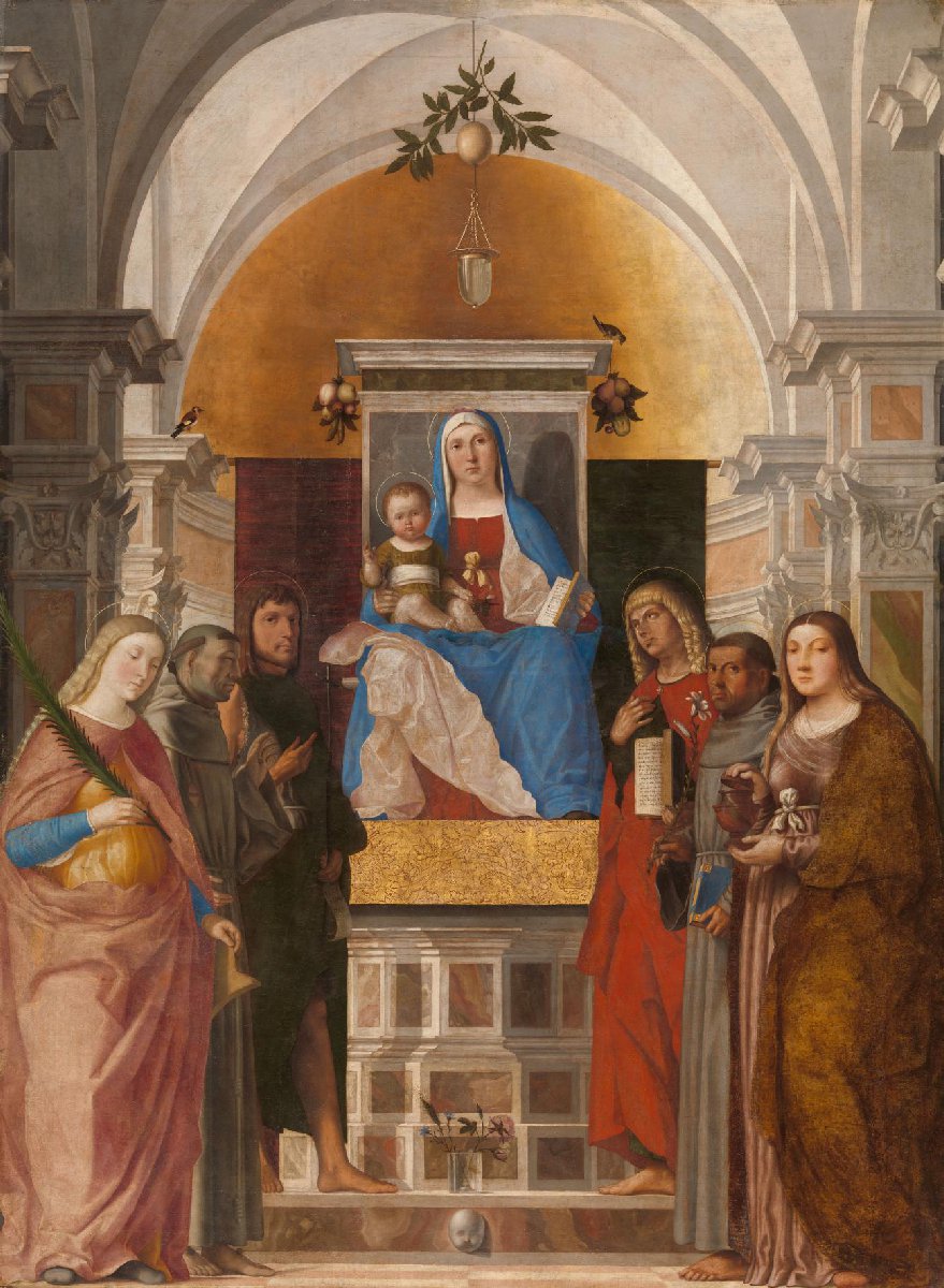 Madonna and Child with Sts Catherine, Francis of Assisi, John the Baptist, John the Evangelist, Antony of Padua and Mary Magdalene