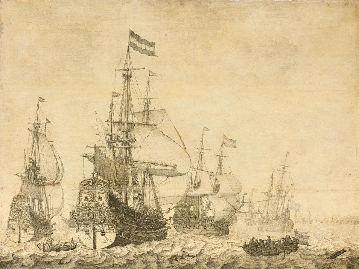 "Seascape with the Dutch Men-of-War including the "Drenthe" and the "Prince Frederick-Henry""