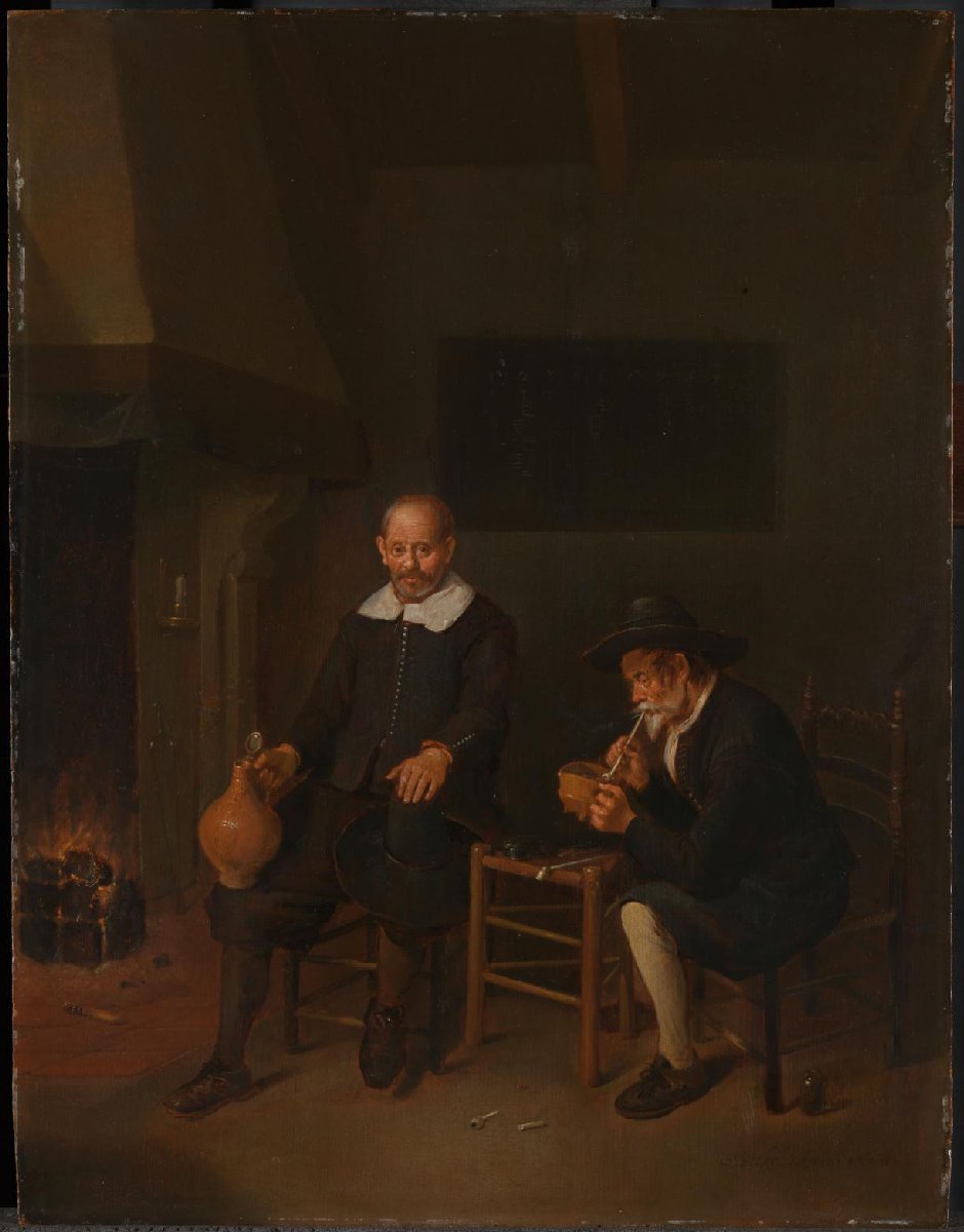 Interior with Two Men by the Fireside