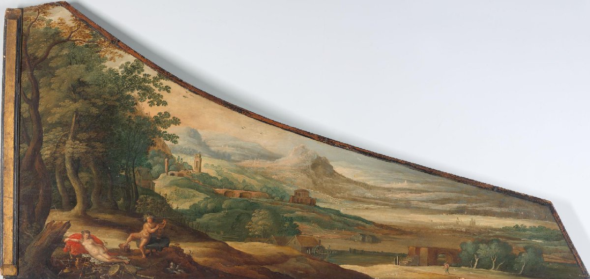 Painting on a harpsichord lid with Bacchus and Cybele