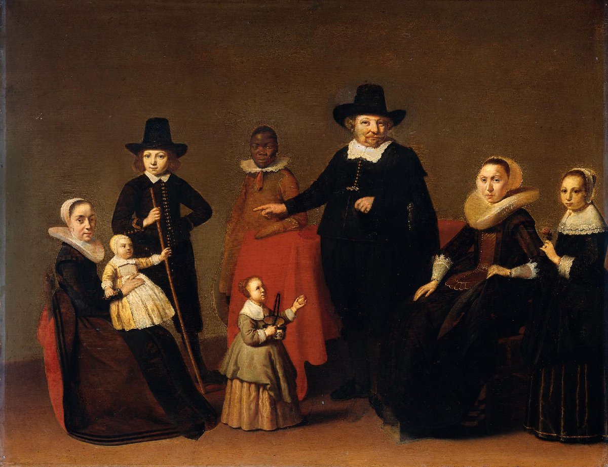 Familiegroep met een zwarte man