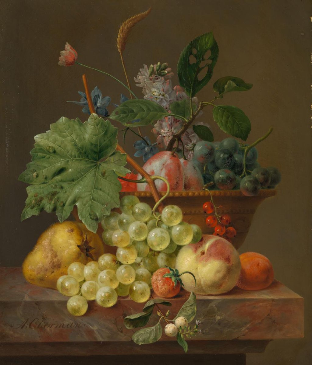 Fruitstilleven in een terracotta schaal