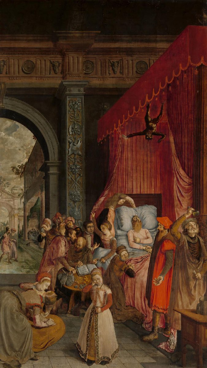Deathbed of the Rich Man, with a Devil Descending to Retrieve the Deceased's Soul