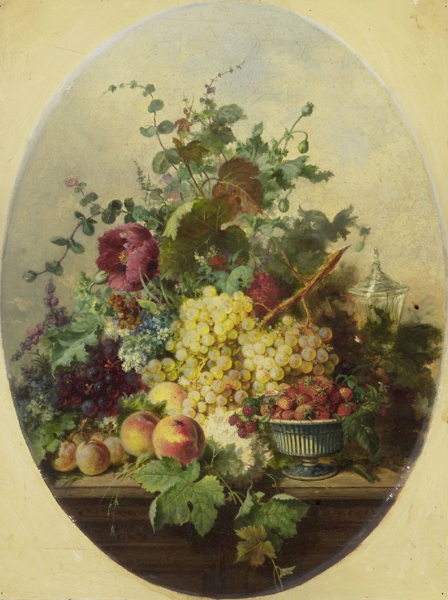 Stilleven met vruchten en bloemen