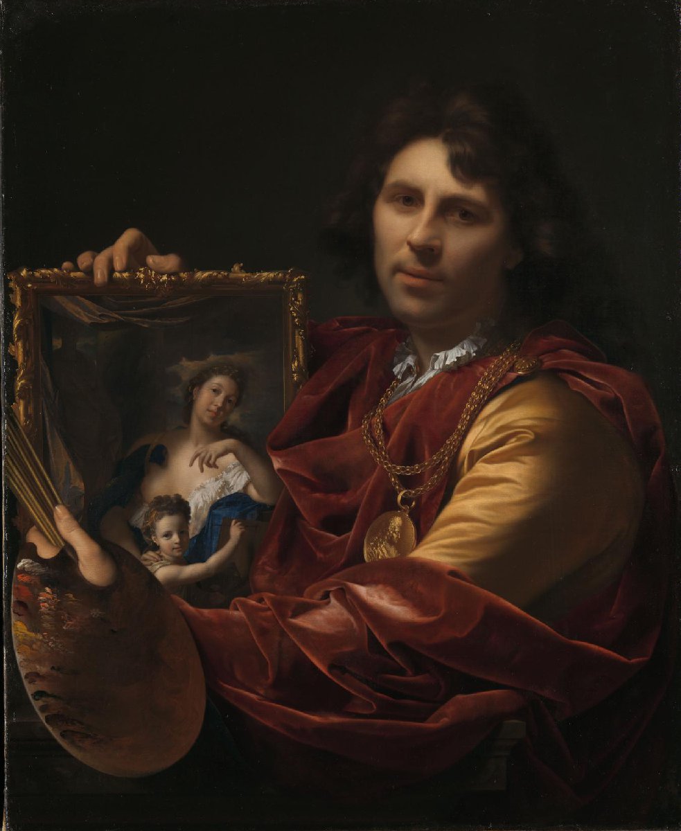 Zelfportret met het portret van zijn vrouw Margaretha van Rees en hun dochtertje Maria