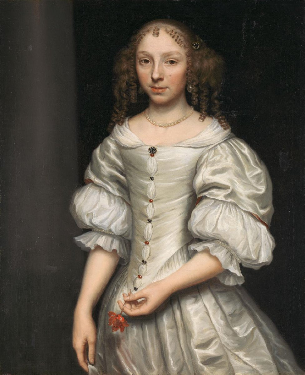Portrait of a Young Woman Holding a Flower