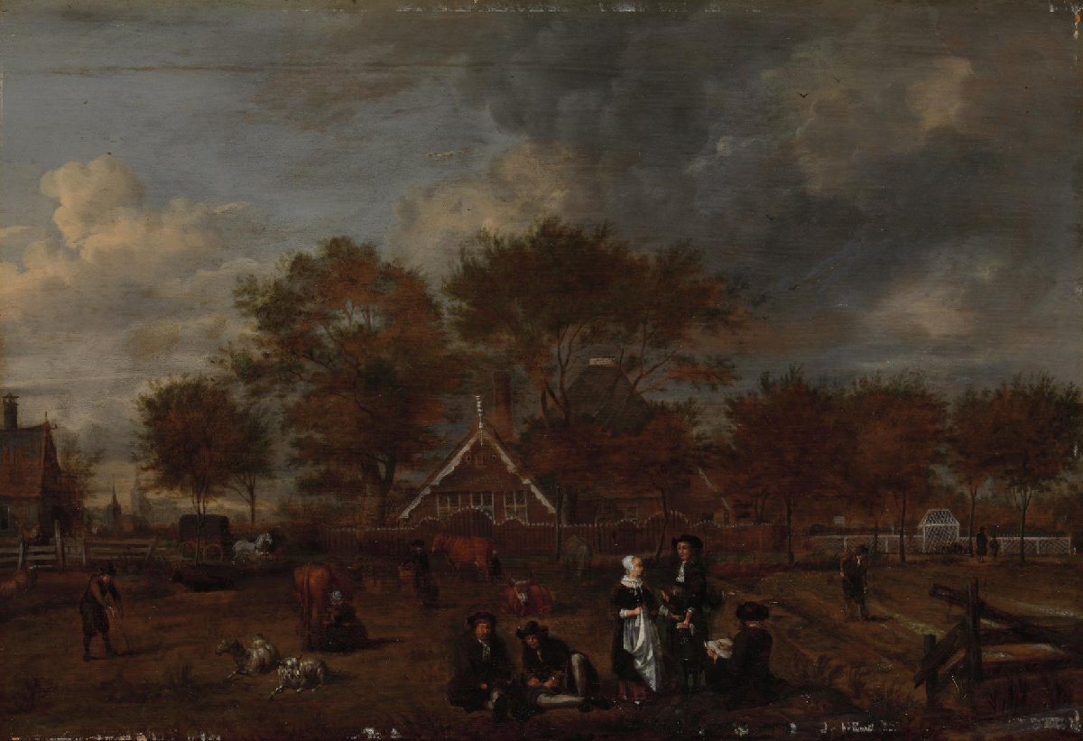 Farmstead with the Gentleman Farmer and his Wife and the Painter in the foreground