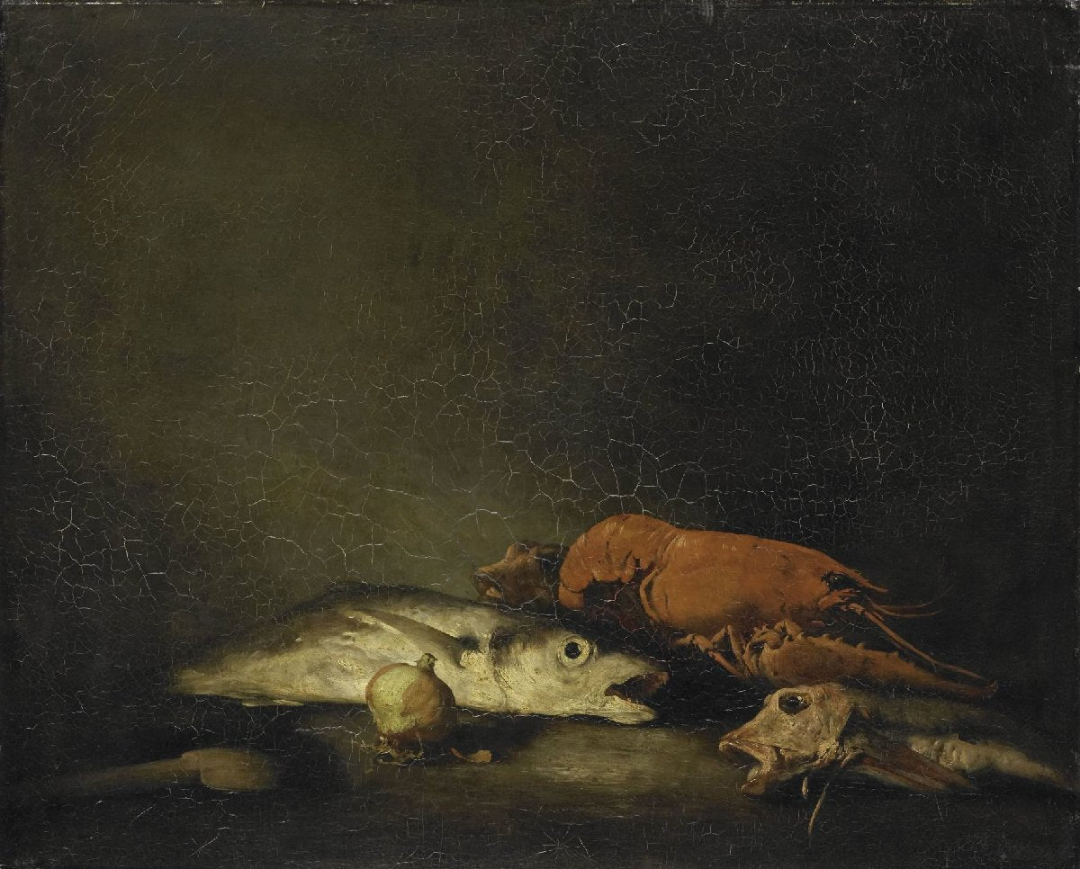 Stilleven met vissen en een kreeft
