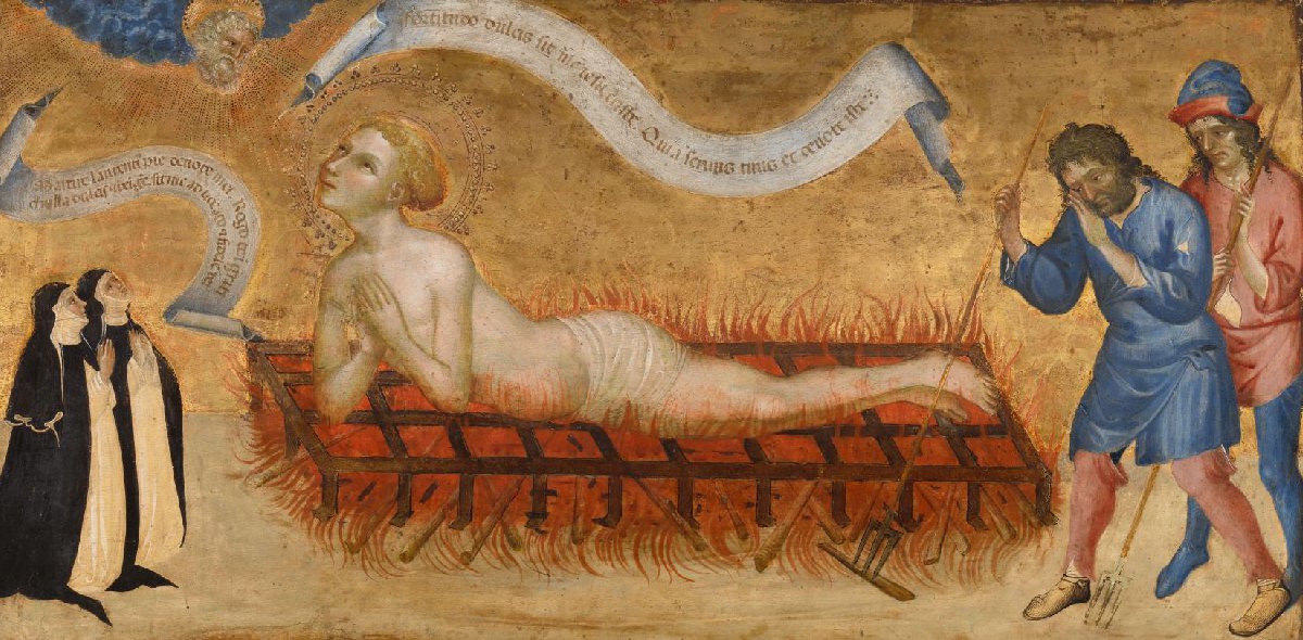Het martelaarschap van Sint-Laurentius, met twee benedictinessen