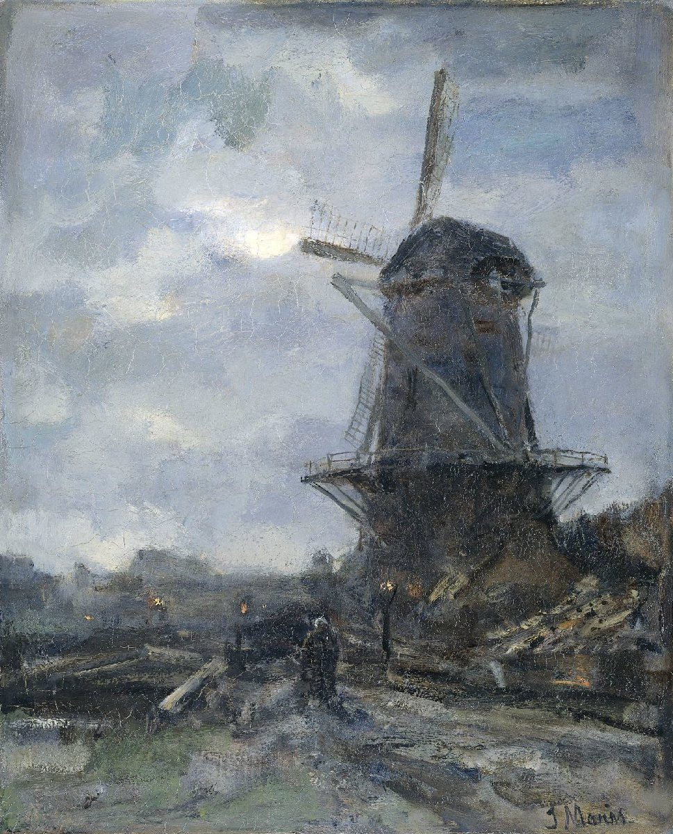 Molen bij maanlicht