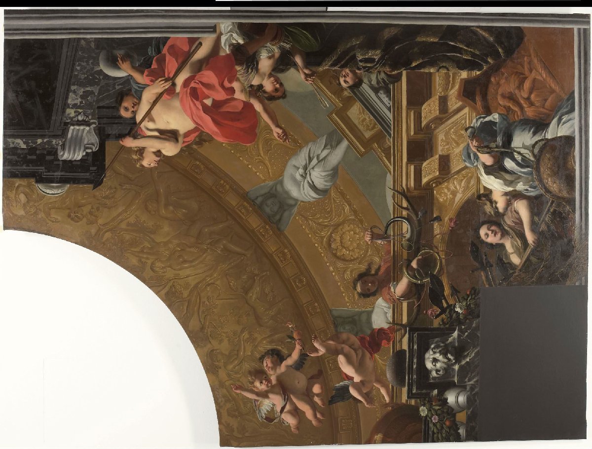 Part (top right) of a ceiling decoration with Diana and her companions as the principal representation