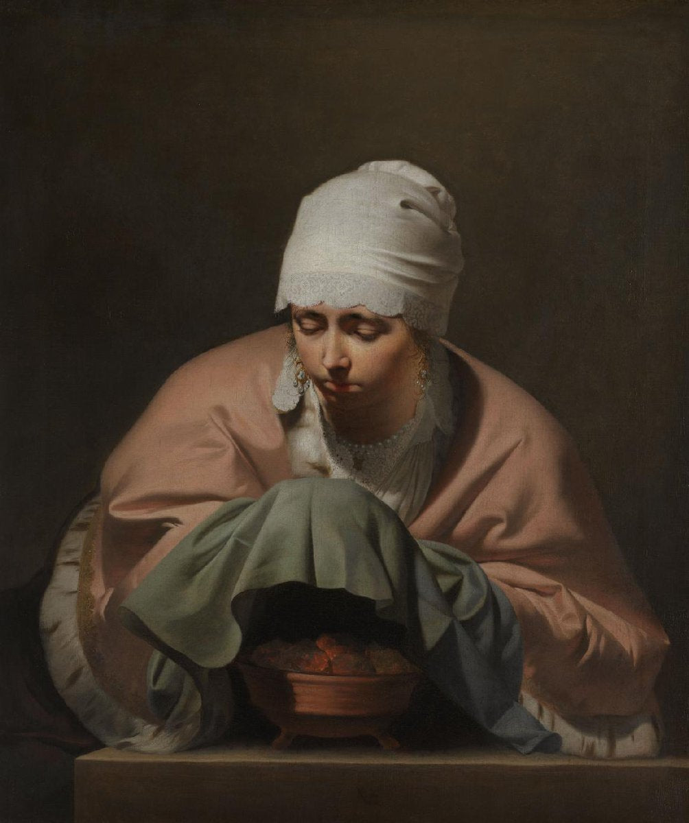 A Young Woman Warming her Hands over a Brazier: Allegory of Winter