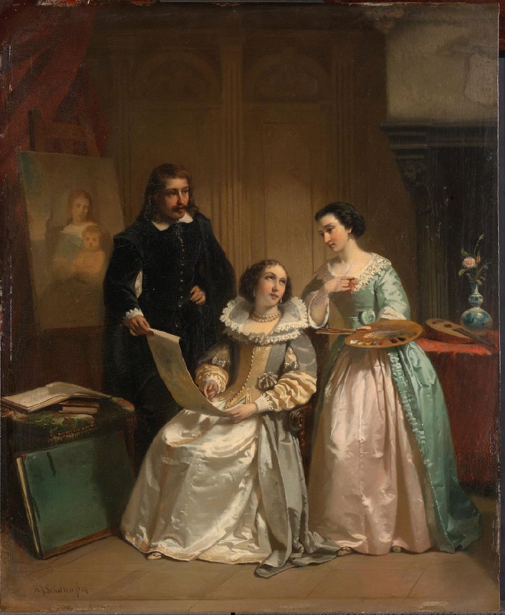 Gerard van Honthorst Showing Amalia of Solms the Drawings of his Pupil Louise of Bohemia