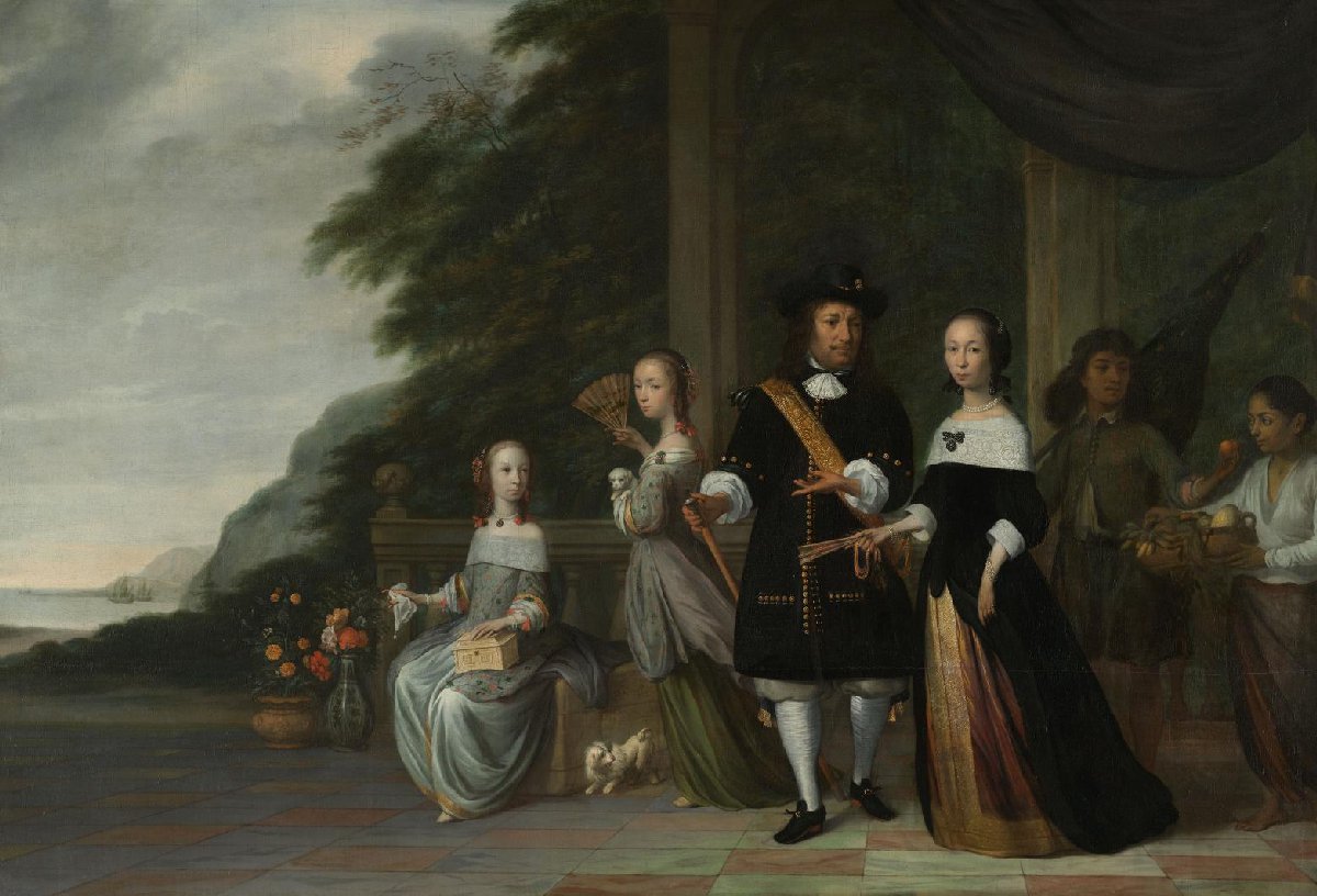 Pieter Cnoll, Cornelia van Nijenrode, hun dochters en twee tot slaaf gemaakte bedienden