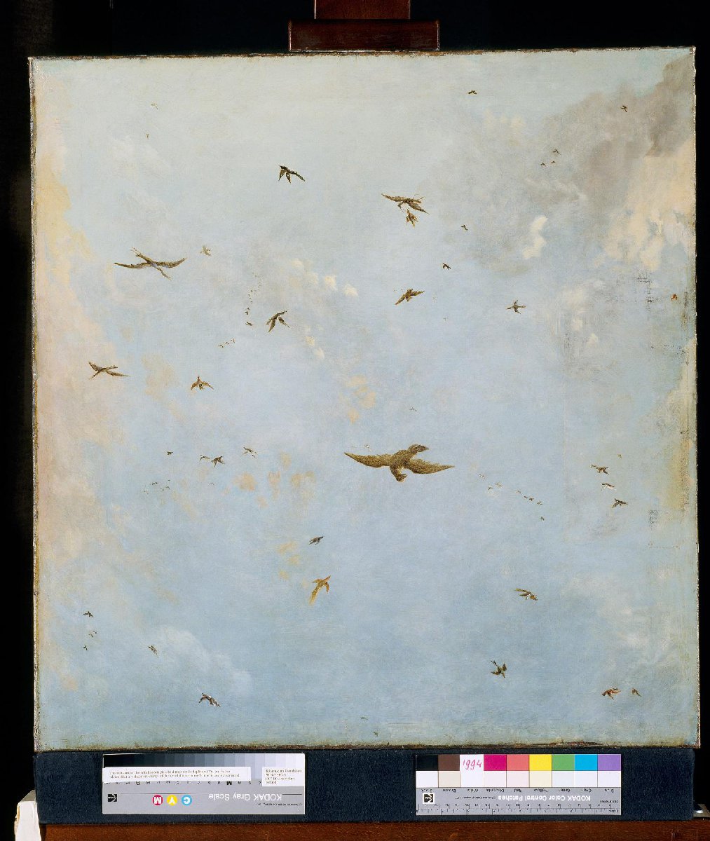Dolls-house Ceiling-Painting of a Cloudy Sky with Birds