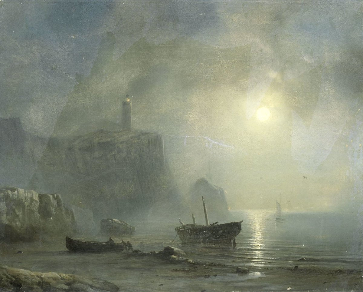 View of a Rocky Coast by Moonlight