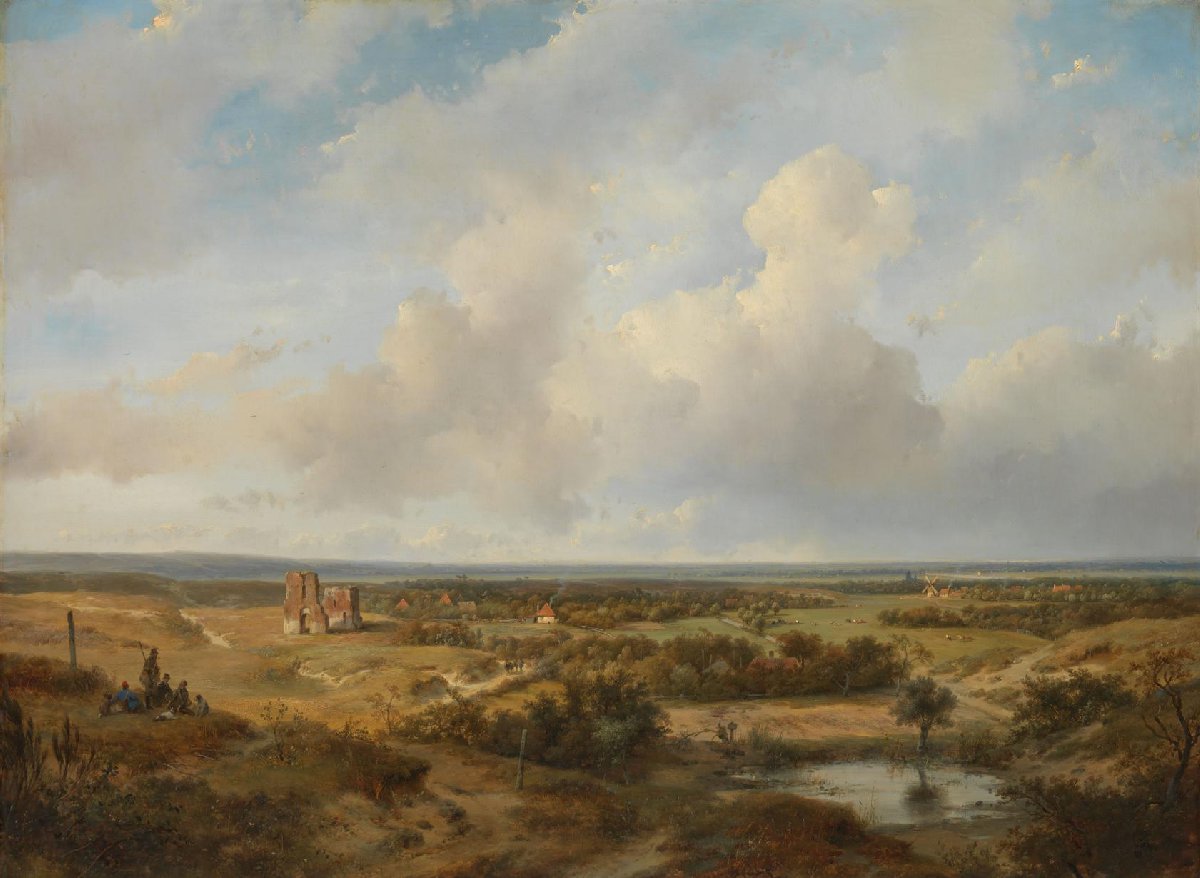 Duingezicht met de ruïne van kasteel Brederode bij Santpoort