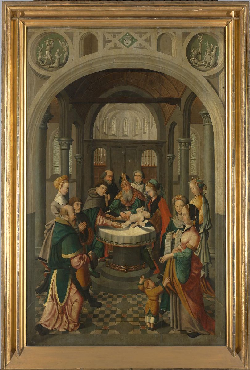 Panel of an Altarpiece with Circumcision of Christ, on verso is Resurrection of Christ
