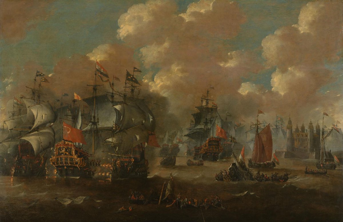 The Battle of the Sound with the Eendracht Engaging Two Swedish Warships, 1658