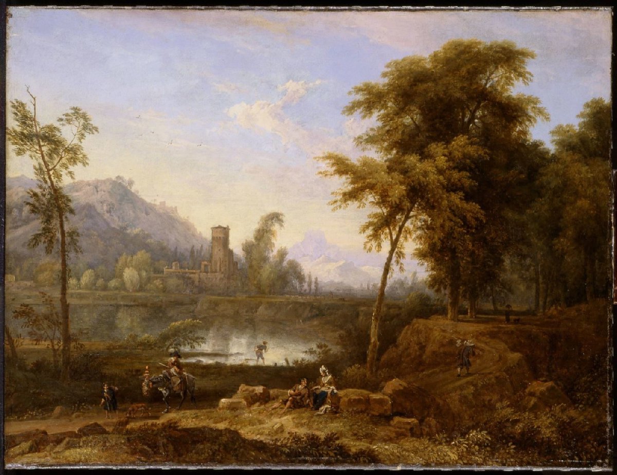 Italiaans landschap met omgeknakte boom