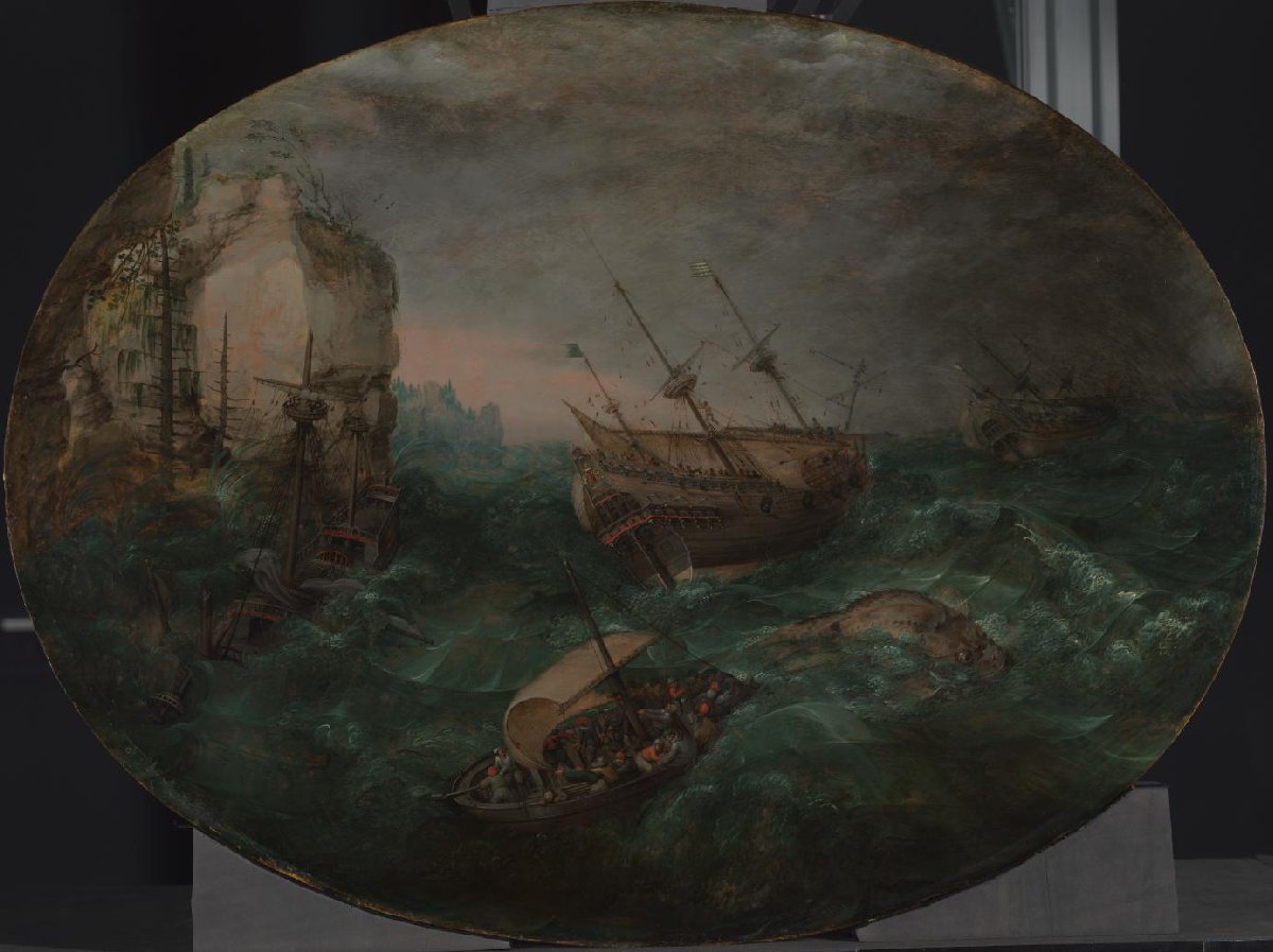 Shipwreck off a Rocky Coast