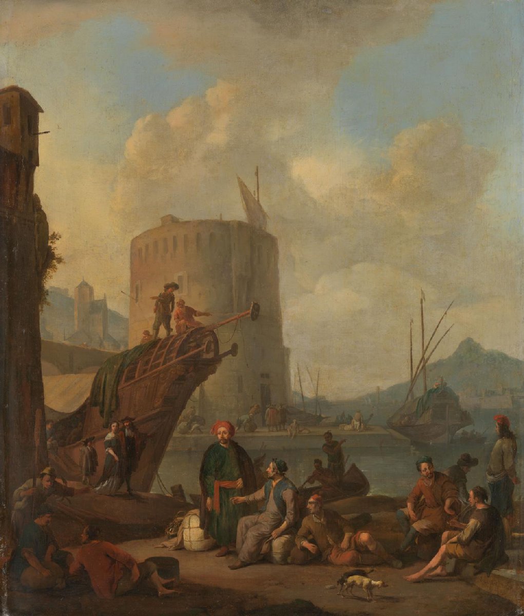 Italian Harbor with a Fortified Tower