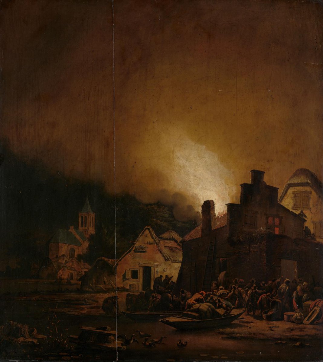 Fire by night in a Village