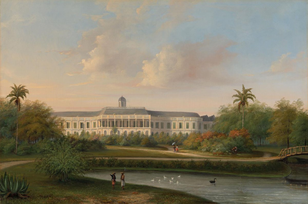 De achterzijde van het paleis te Buitenzorg vóór de aardbeving van 10 oktober 1834