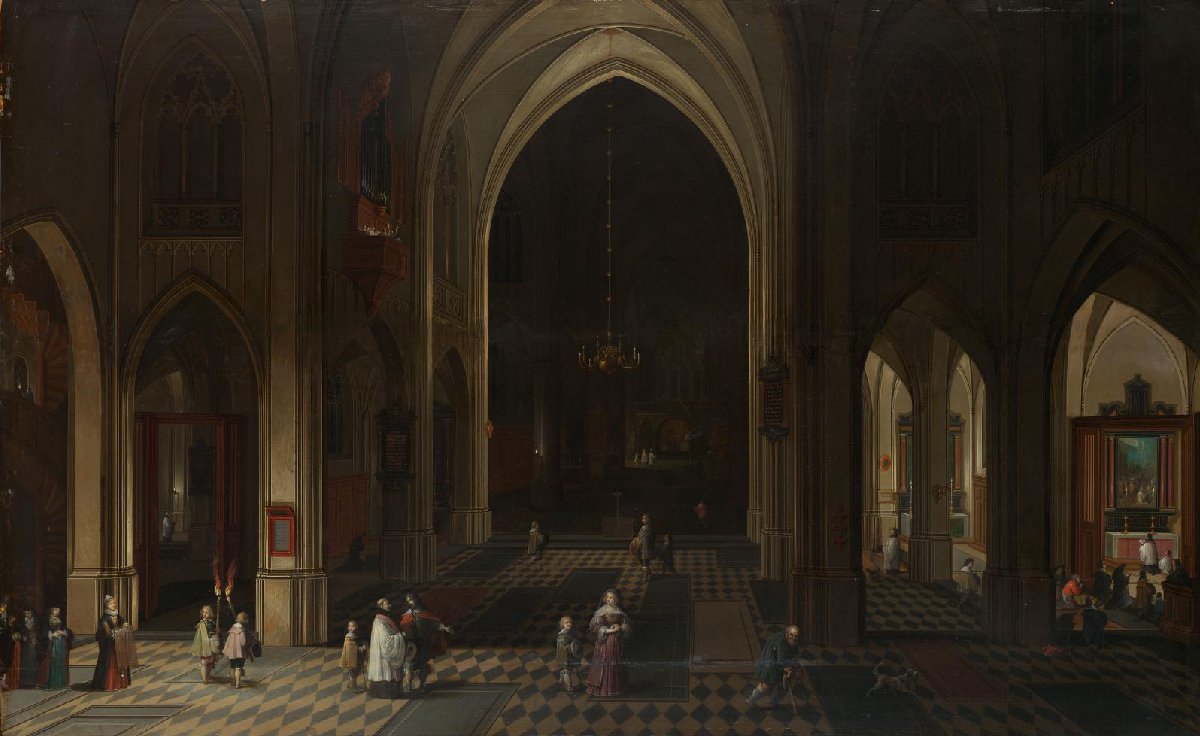 Interior of a Gothic Church at Night Looking East