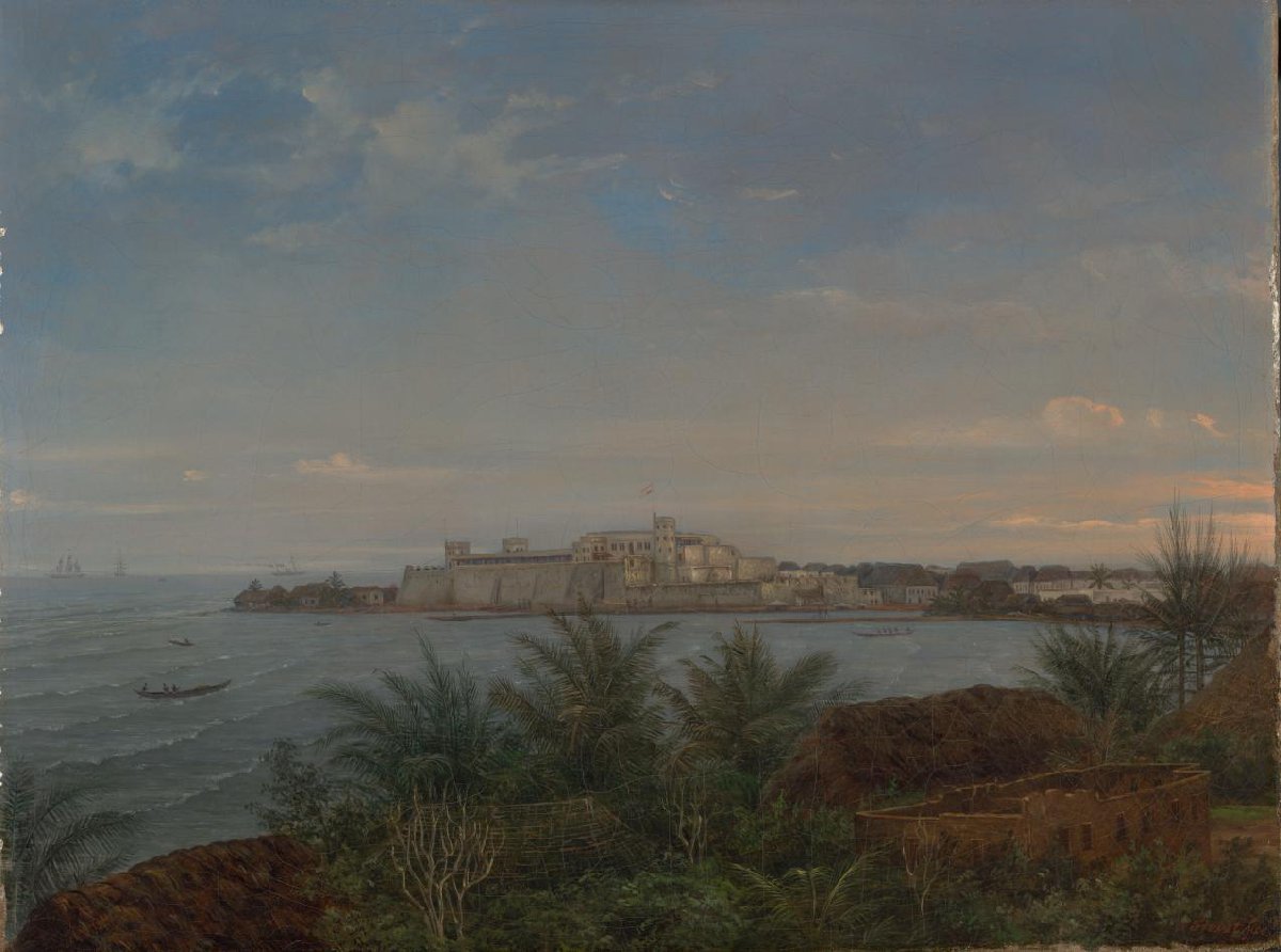 Gezicht op het Nederlandse kasteel van Elmina aan de Goudkust