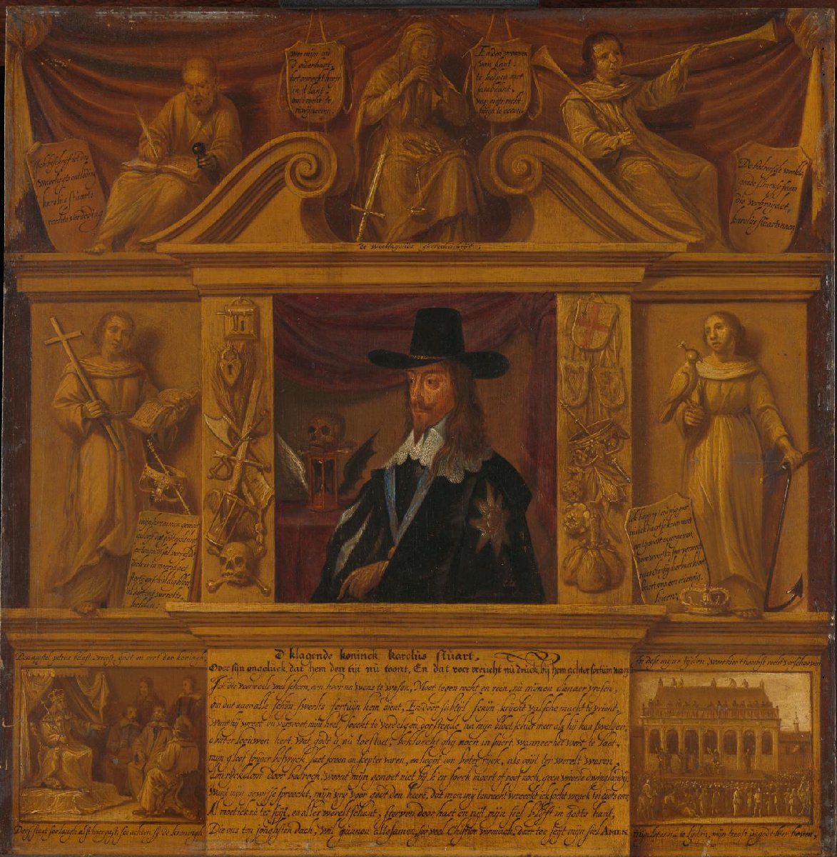 Portrait of Charles I, King of England, in a Frame with Allegorical Figures and Historical Representations