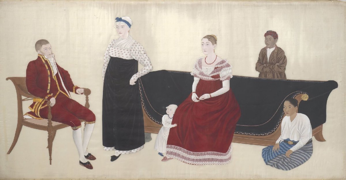 Portrait of the Cock Blomhoff Family, their Wetnurse and two Enslaved Servants