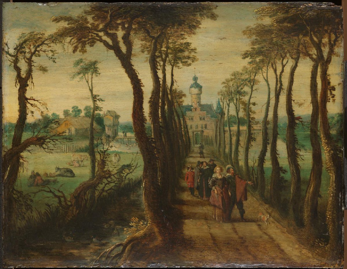 Elegant Company on a Causeway Leading towards a Country-House