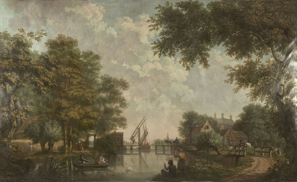 Three Painted Wall Hangings of a Dutch landscape