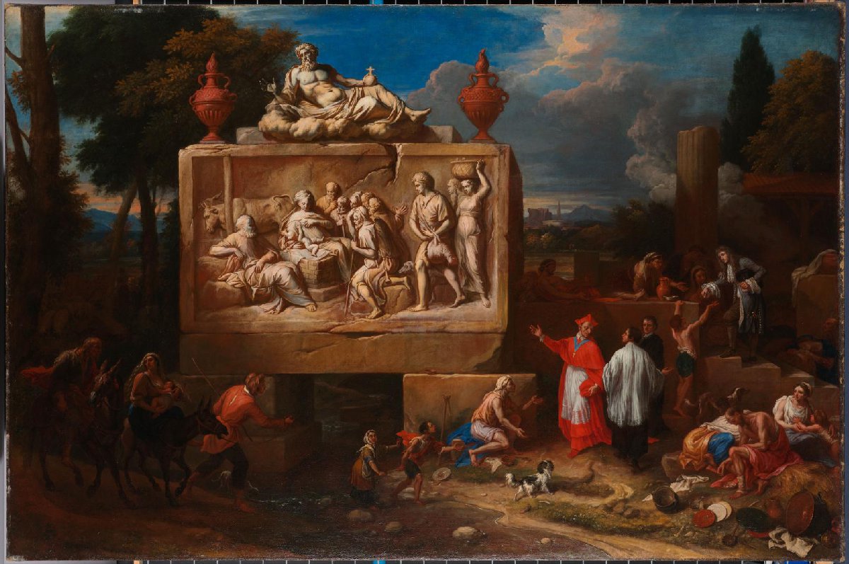 Fantasy landscape with St Charles Borromeo