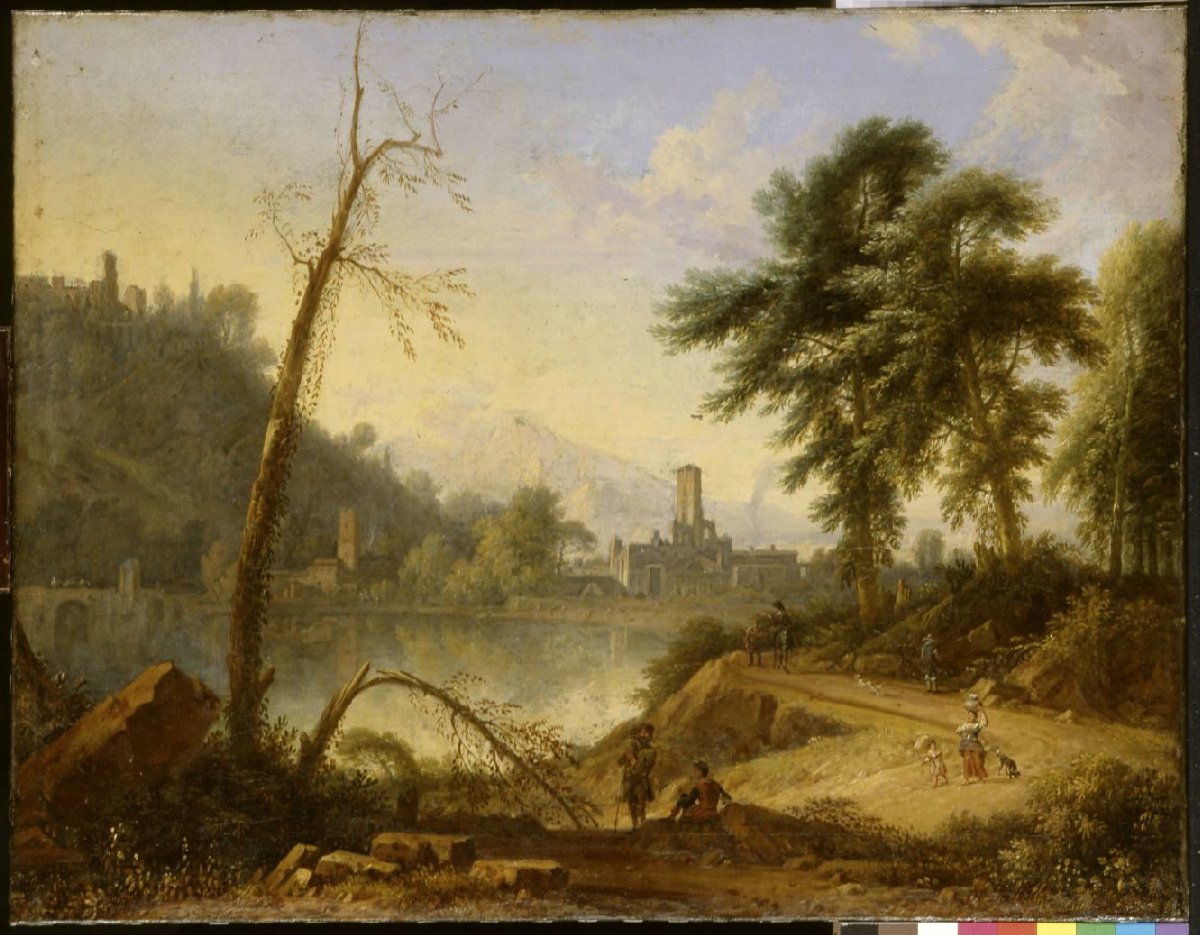 Italiaans landschap met muilezeldrijver